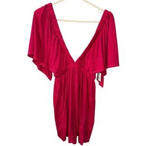 Free People Beach women’s red v-neck mini dress swim coverup NWT (size medium)
